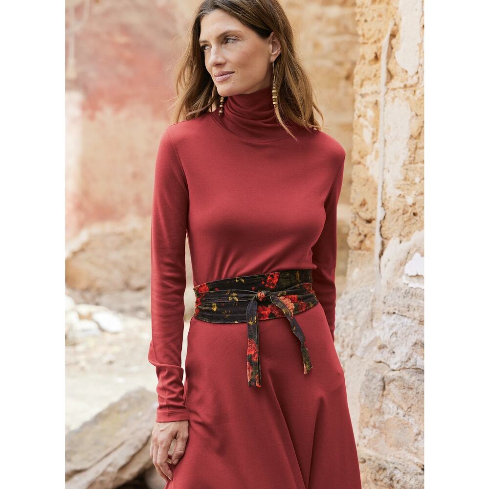 Peruvian Connection Womens Size Large Fresco Red Cotton Classic Turtleneck Top